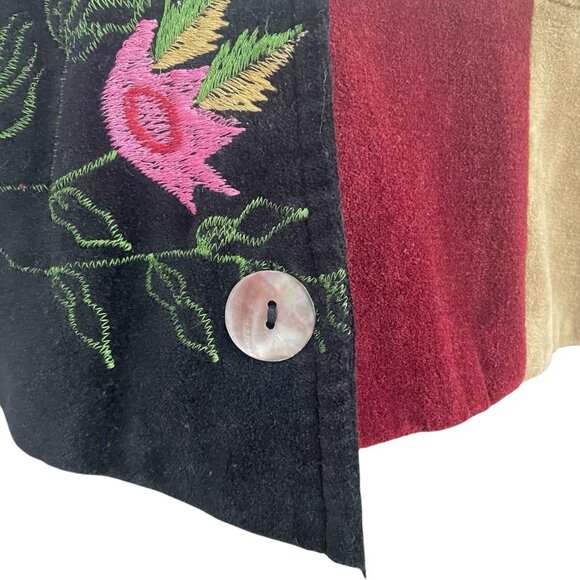 Parsley & Sage Patchwork Embroidered Jacket S Velvet Floral Artisan Boho Chic - Picture 8 of 12